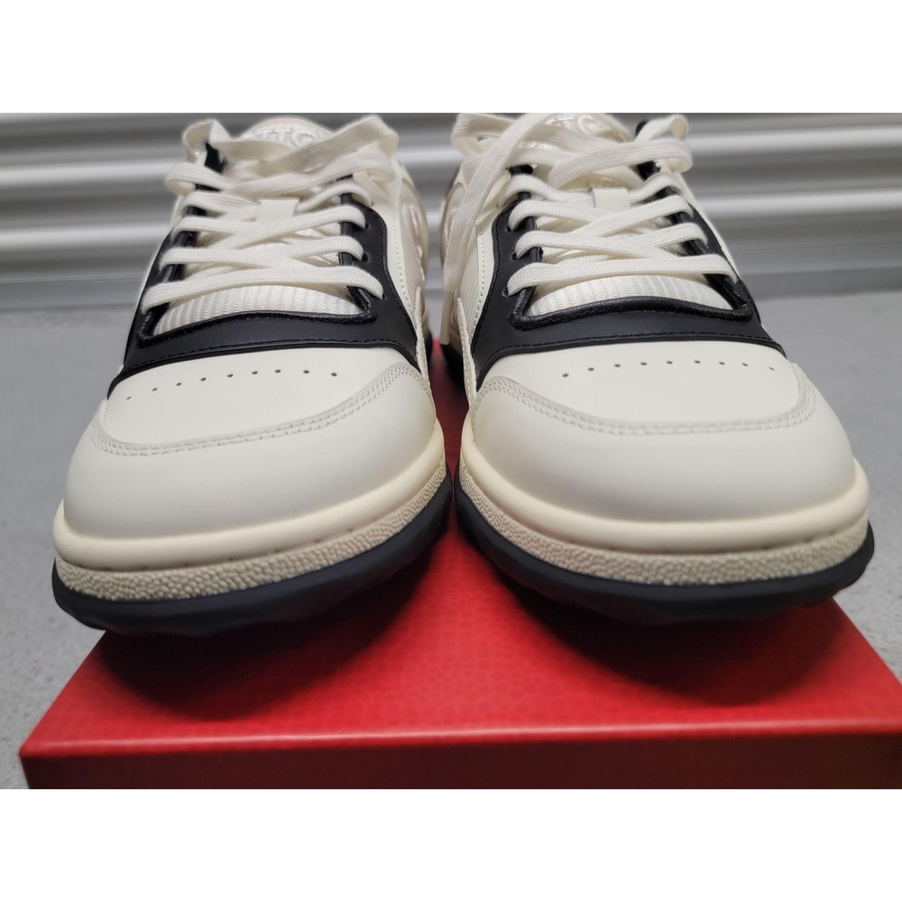 Gucci Shoes Mens US 12.5 EU 46 MAC80 Off-White Black Leather Low Top GG Italy - Picture 5 of 11